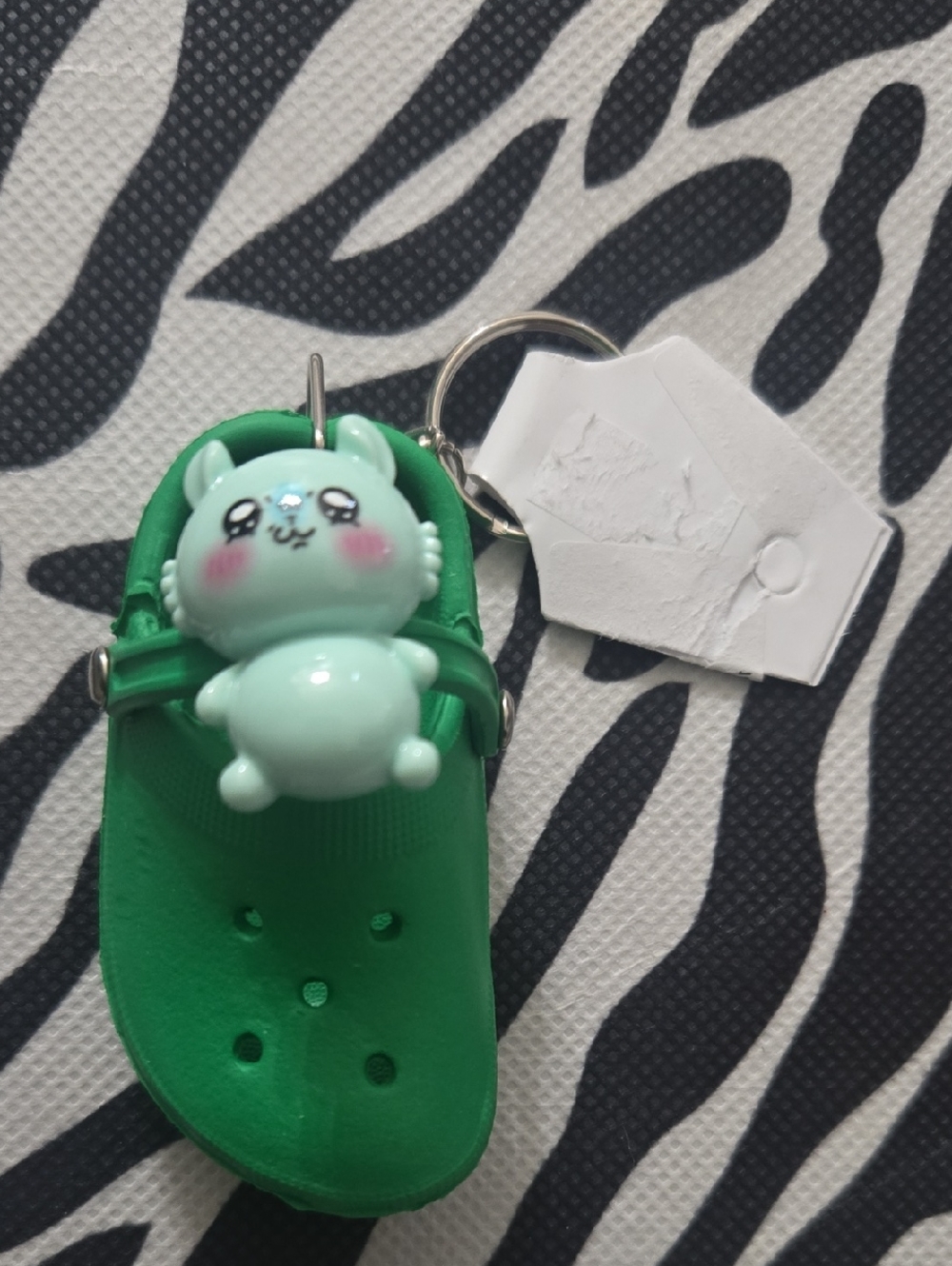 Source Unknown Green Mini Clog Keychain with Mint Animal Charm
